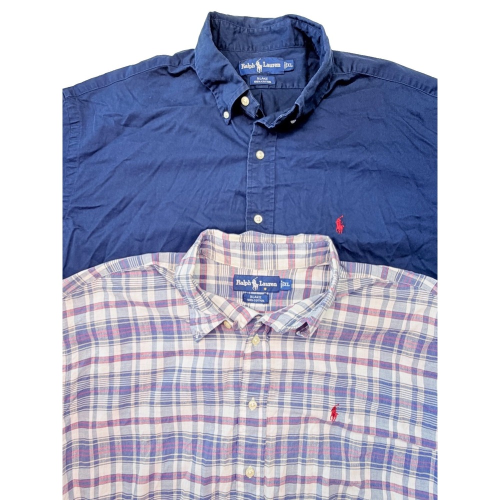Lot Of 2 Vintage Multicolor Polo Ralph Lauren Plaid Button Down Shirts Size XL